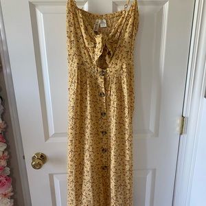 Yellow dress with tie front